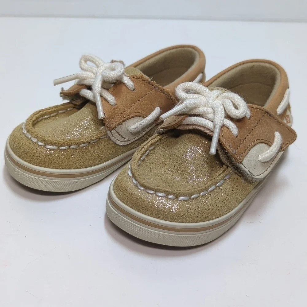 Sperry Topsider Blue Fish Crib Jr sparkley toddler shoes size 4 EU 20